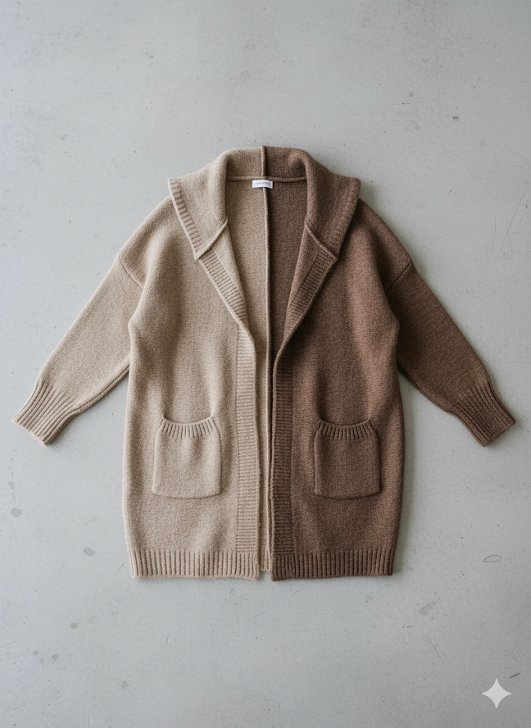 Langer Damen Strickjacke im Loose Fit mit Revers | Herbst