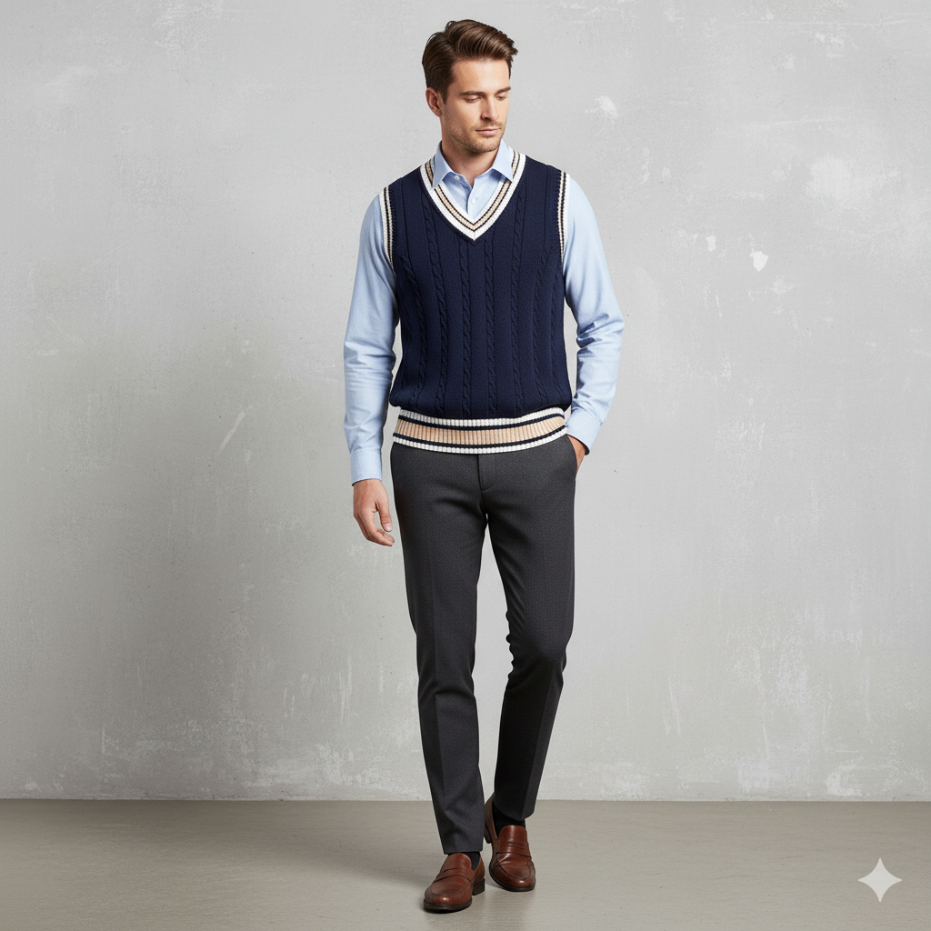 Herren Strickweste im College Stil | Herbst | Übergröße