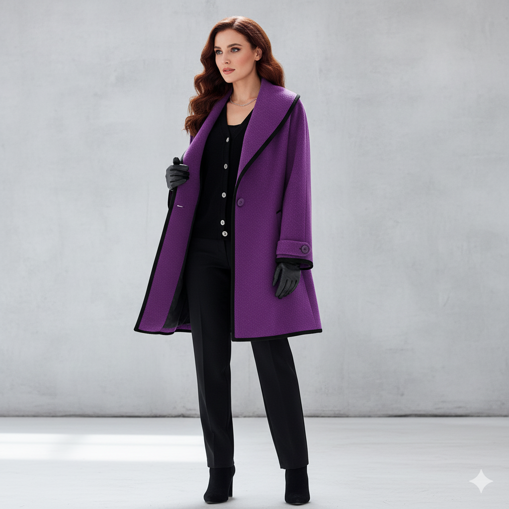 Eleganter Damenmantel mit Kontrastdetails | Herbst/Winter