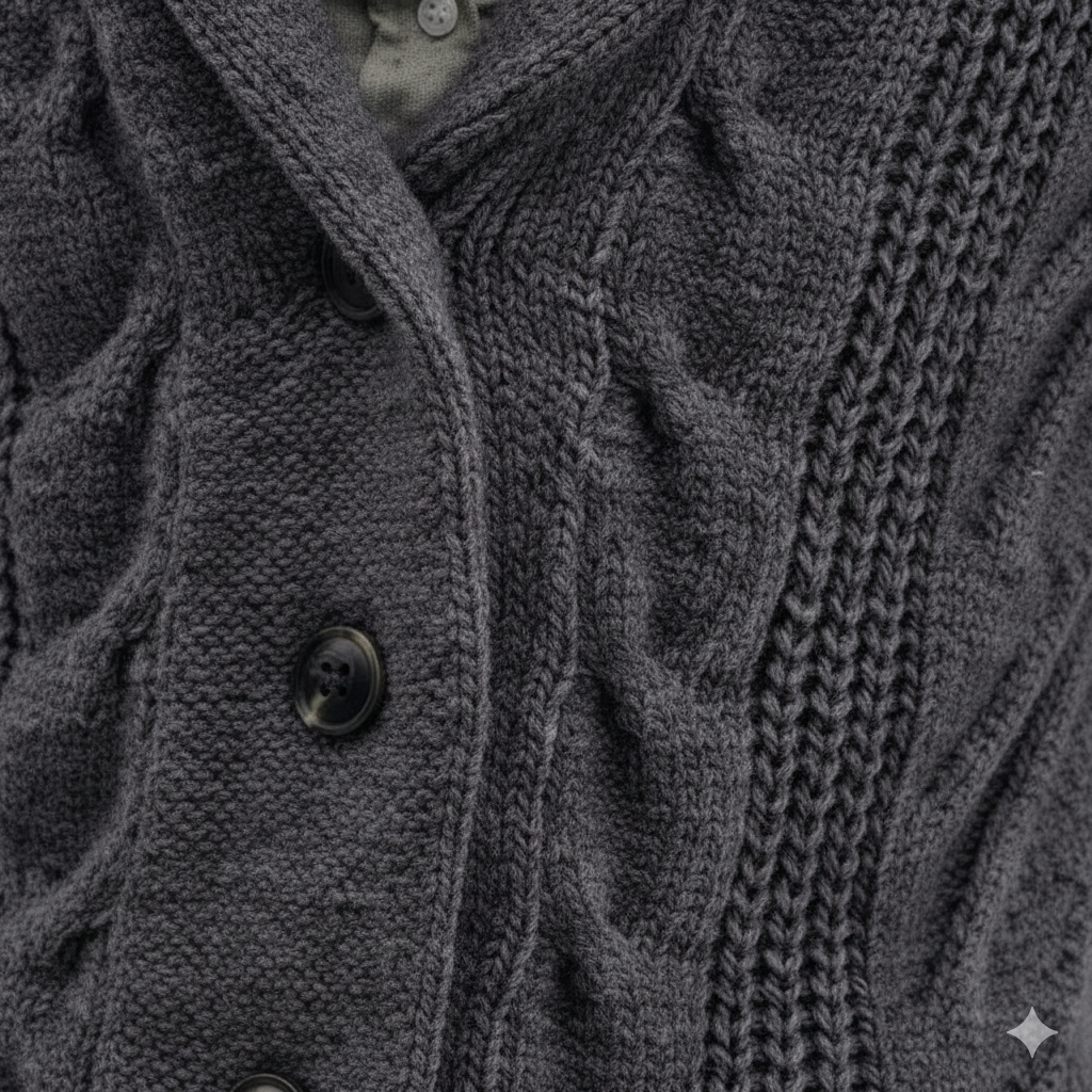 Herren Strickjacke mit Schalkragen und Zopfmuster | Winter
