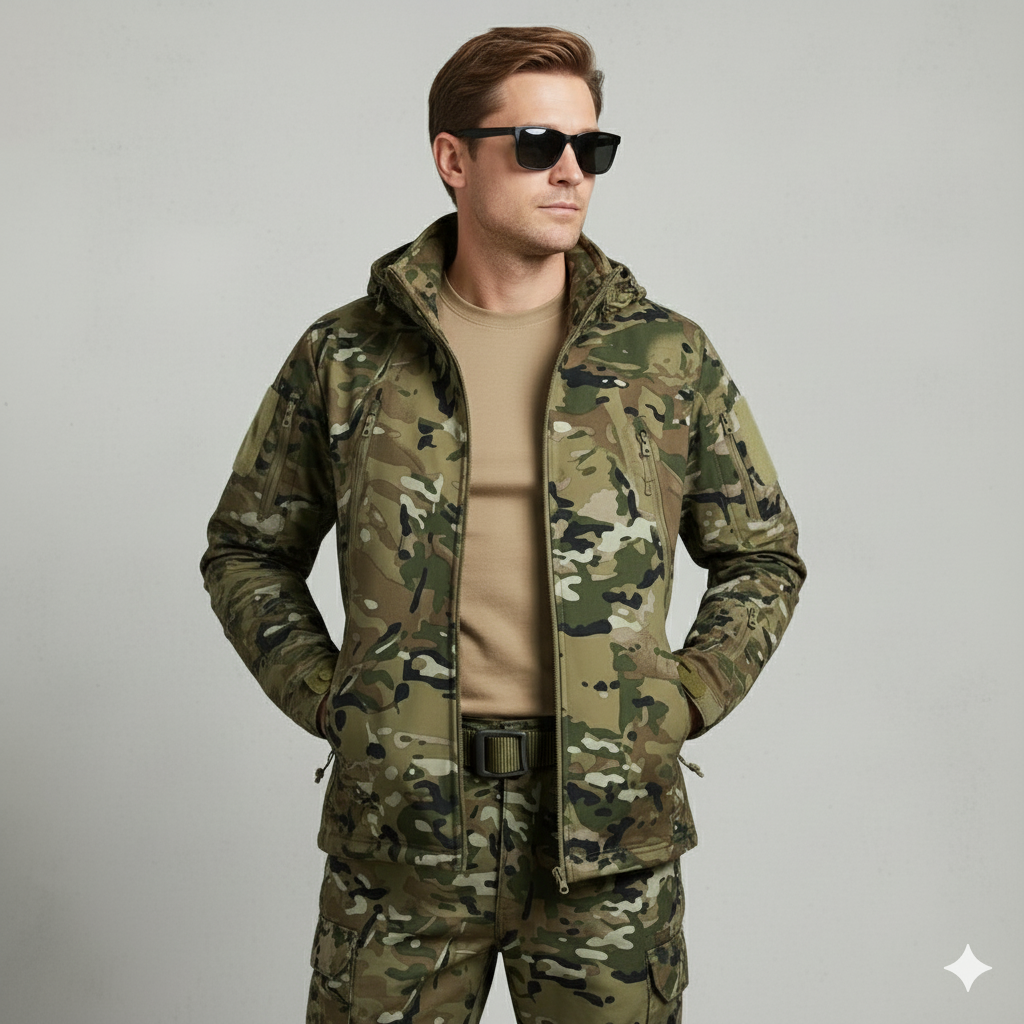 Herren Outdoor Taktikanzug mit Kapuze | Wasserabweisend & Winter