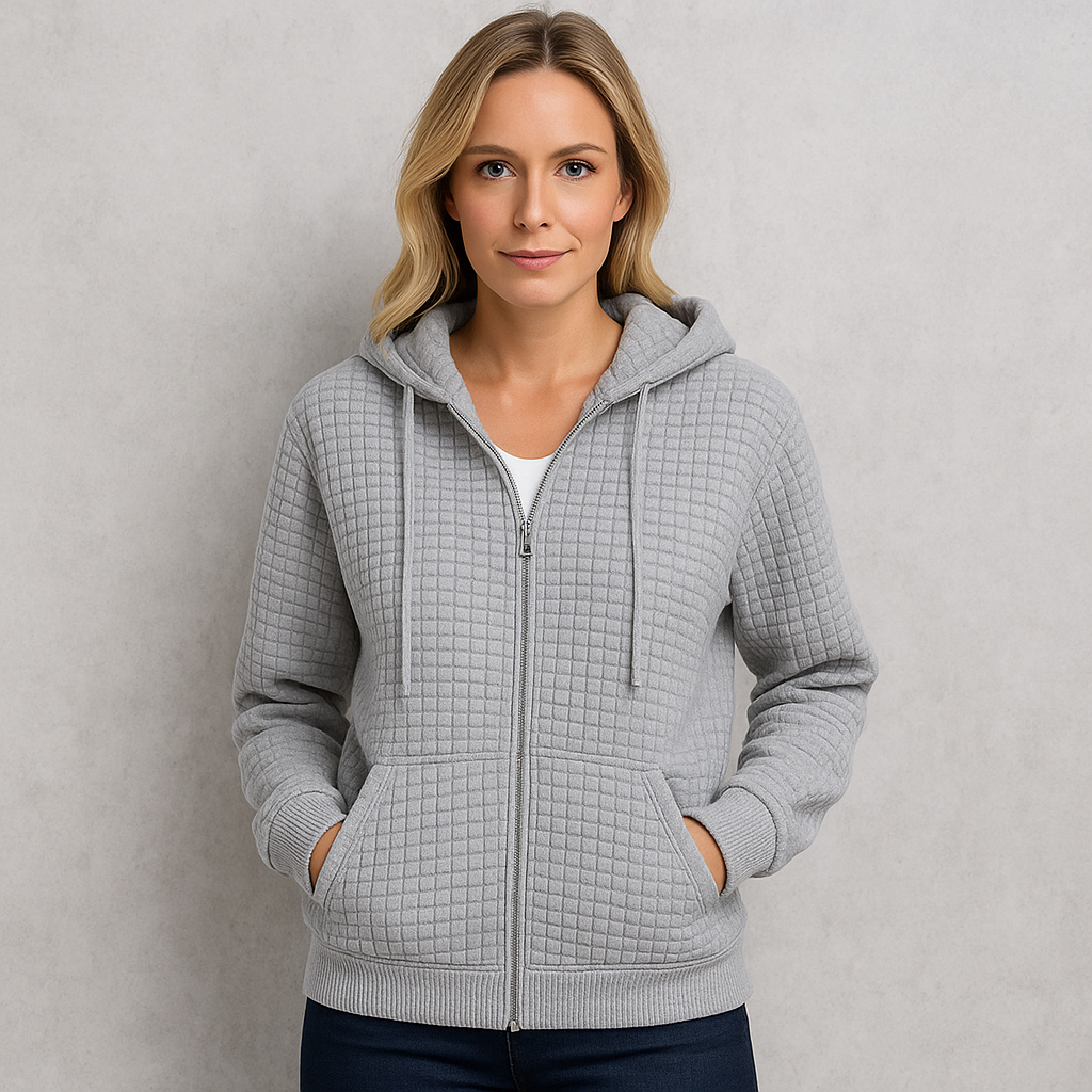 Leichter Damen Kapuzen Strickjacke mit Reißverschluss | Übergang