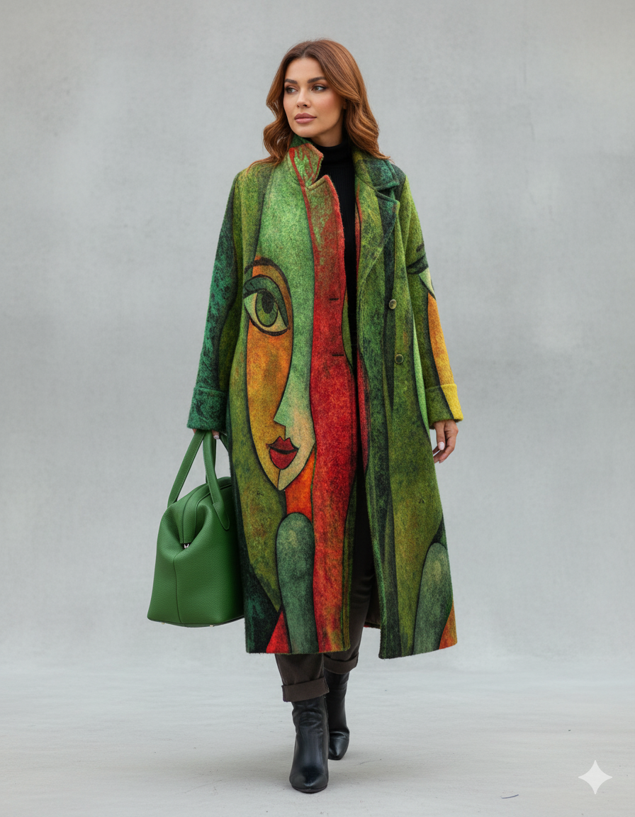 Damen Wollmantel mit Karomuster | Oversize & Warm | Winter