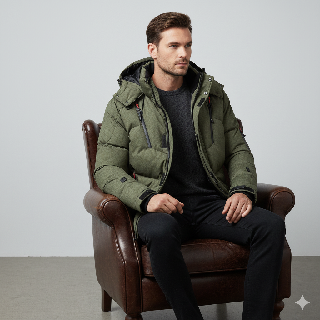 Warme Herren Daunenjacke mit Kapuze | Winter | Outdoor