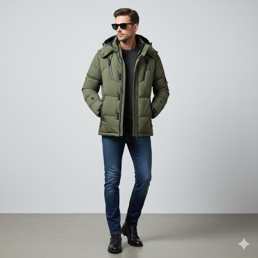 Warme Herren Daunenjacke mit Kapuze | Winter | Outdoor