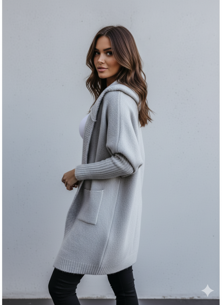 Langer Damen Strickjacke im Loose Fit mit Revers | Herbst