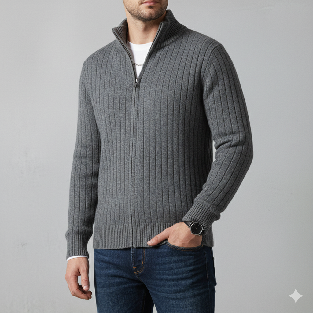 Herren Wollpullover mit Reißverschlusskragen | Elegant | Winter