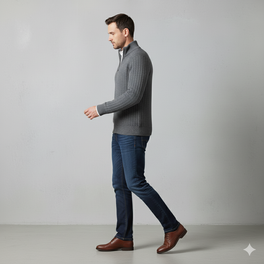 Herren Wollpullover mit Reißverschlusskragen | Elegant | Winter