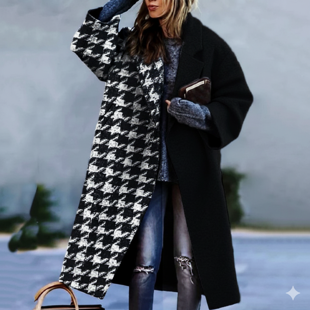 Damen Wollmantel mit Karomuster | Oversize & Warm | Winter
