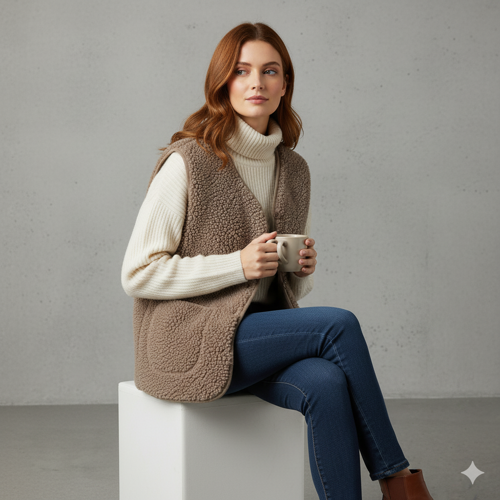 Kuschelige Damenweste aus Plüsch | Warm & Bequem für Herbst/Winter
