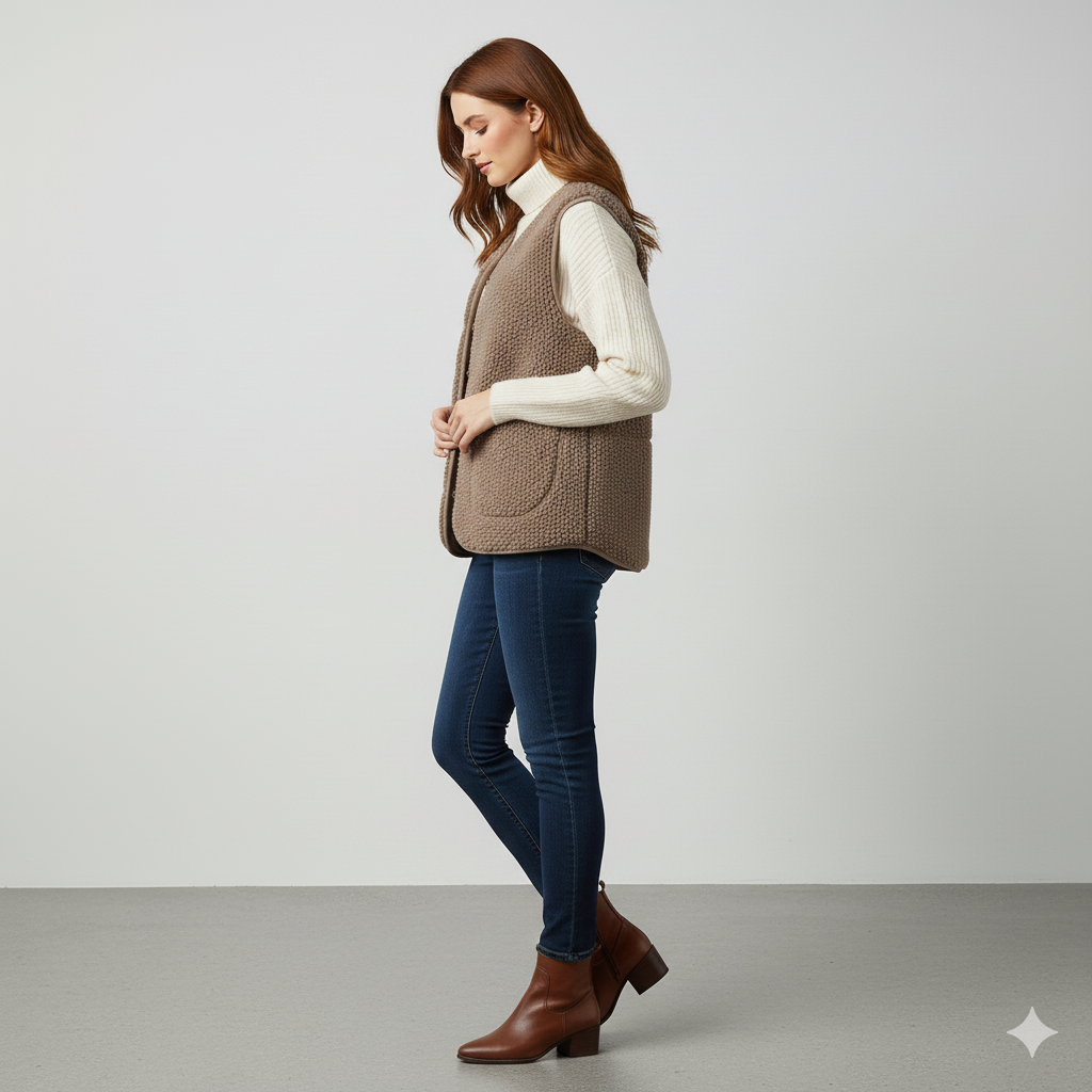 Kuschelige Damenweste aus Plüsch | Warm & Bequem für Herbst/Winter