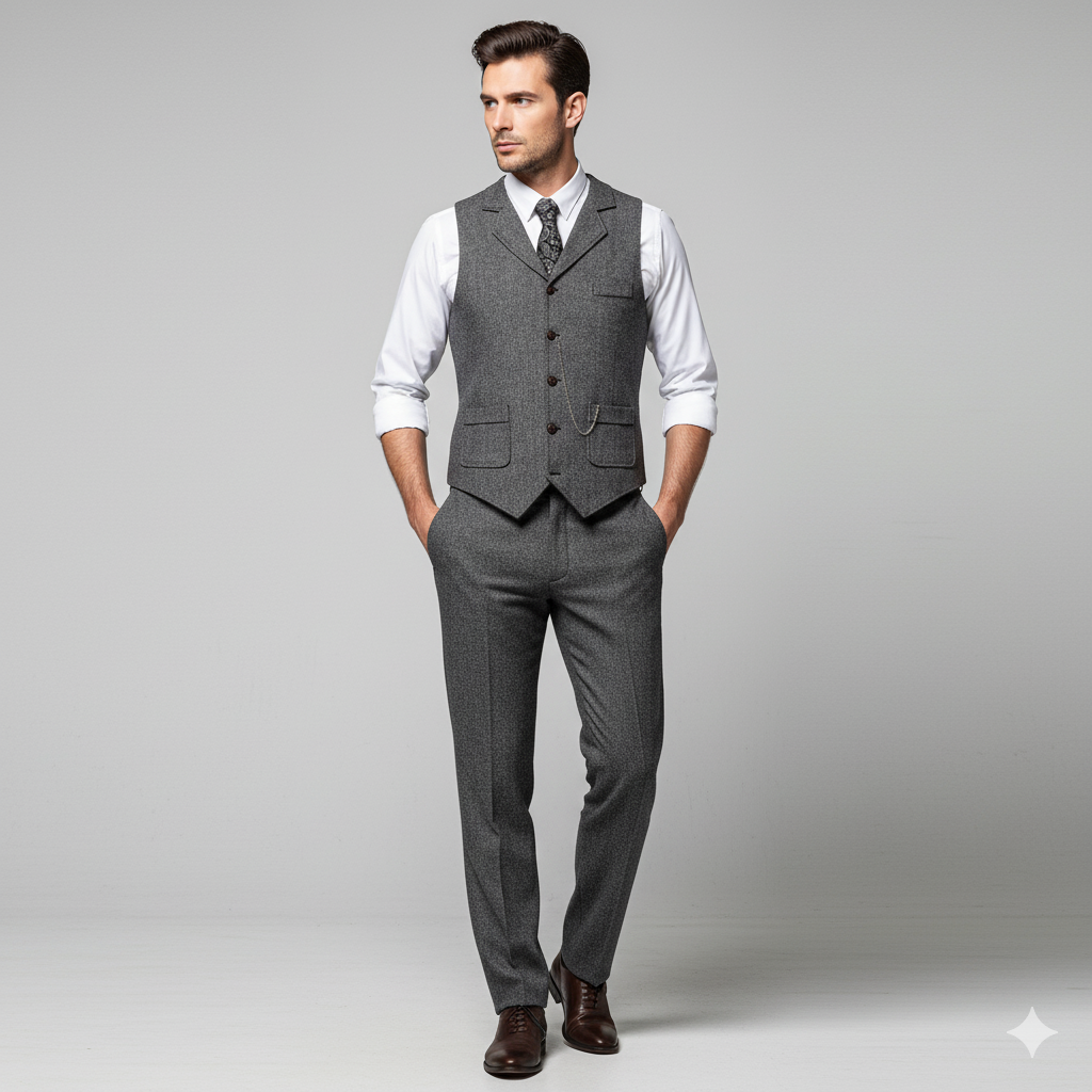 Herren Weste mit Fischgrätenmuster | Elegant & Modern | Herbst/Winter