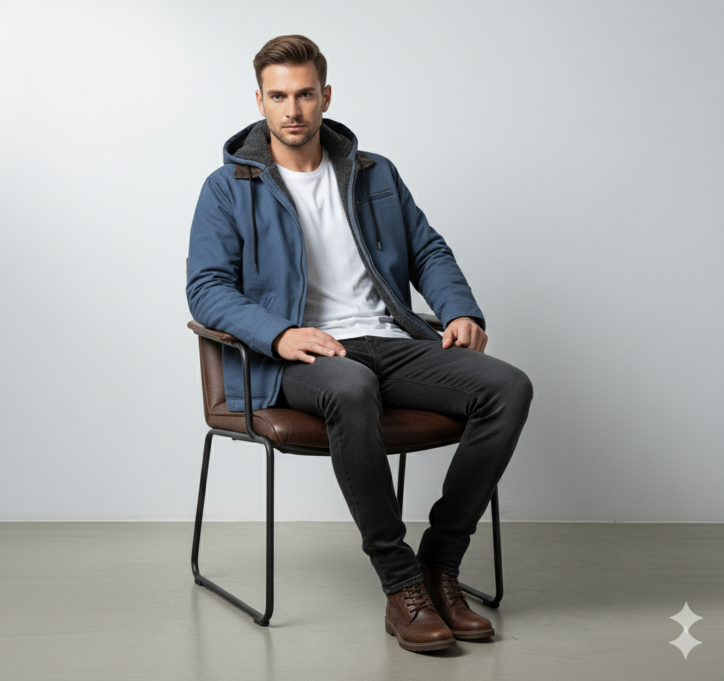 Warme Herren Kapuzenjacke mit Fleecefutter | Herbst Winter