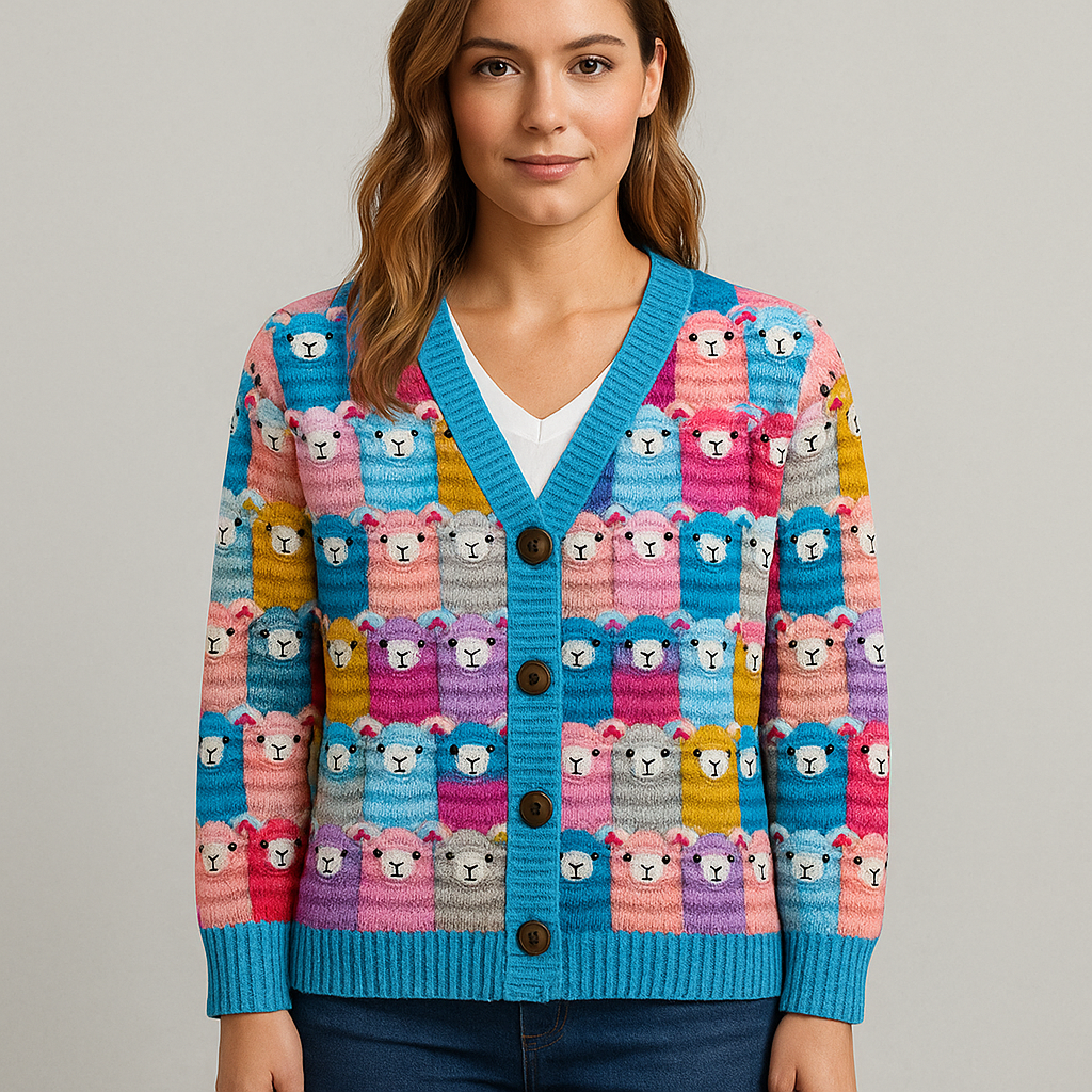 Damen Cardigan mit buntem Strickjacke | Herbst Winter