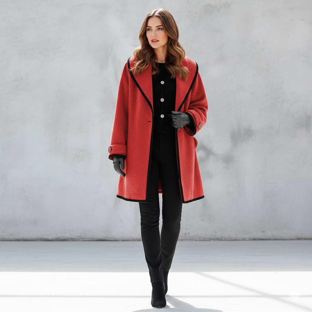 Eleganter Damenmantel mit Kontrastdetails | Herbst/Winter