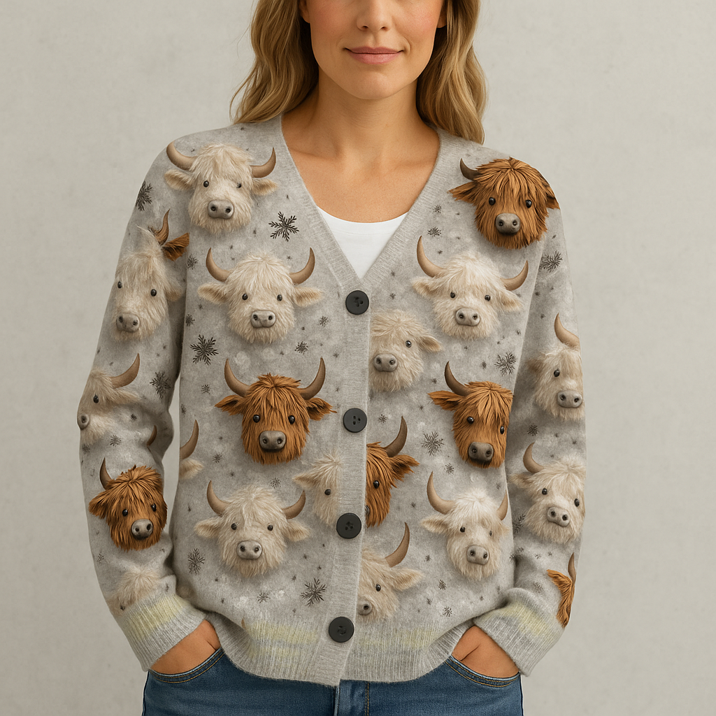 Damen Strickjacke mit abstraktem Print | Herbst/Winter | Stylisch