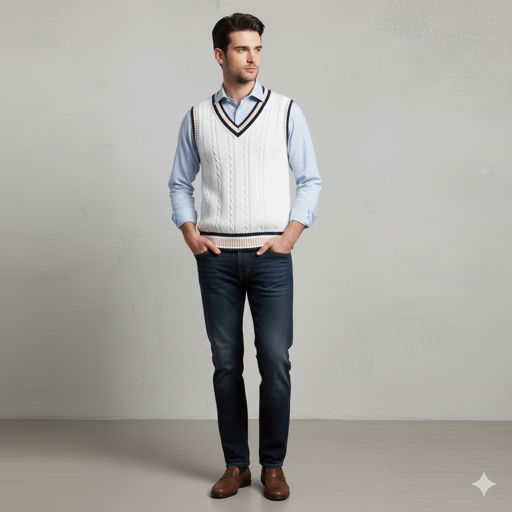 Herren Strickweste im College Stil | Herbst | Übergröße