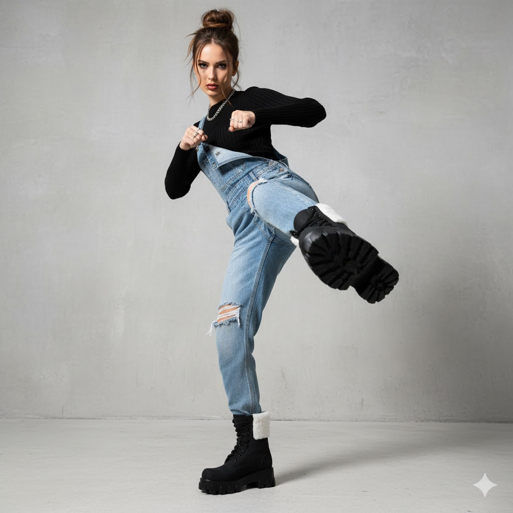 Damen Winter Schnürstiefel mit Fellfutter | Vegan & Rutschfest