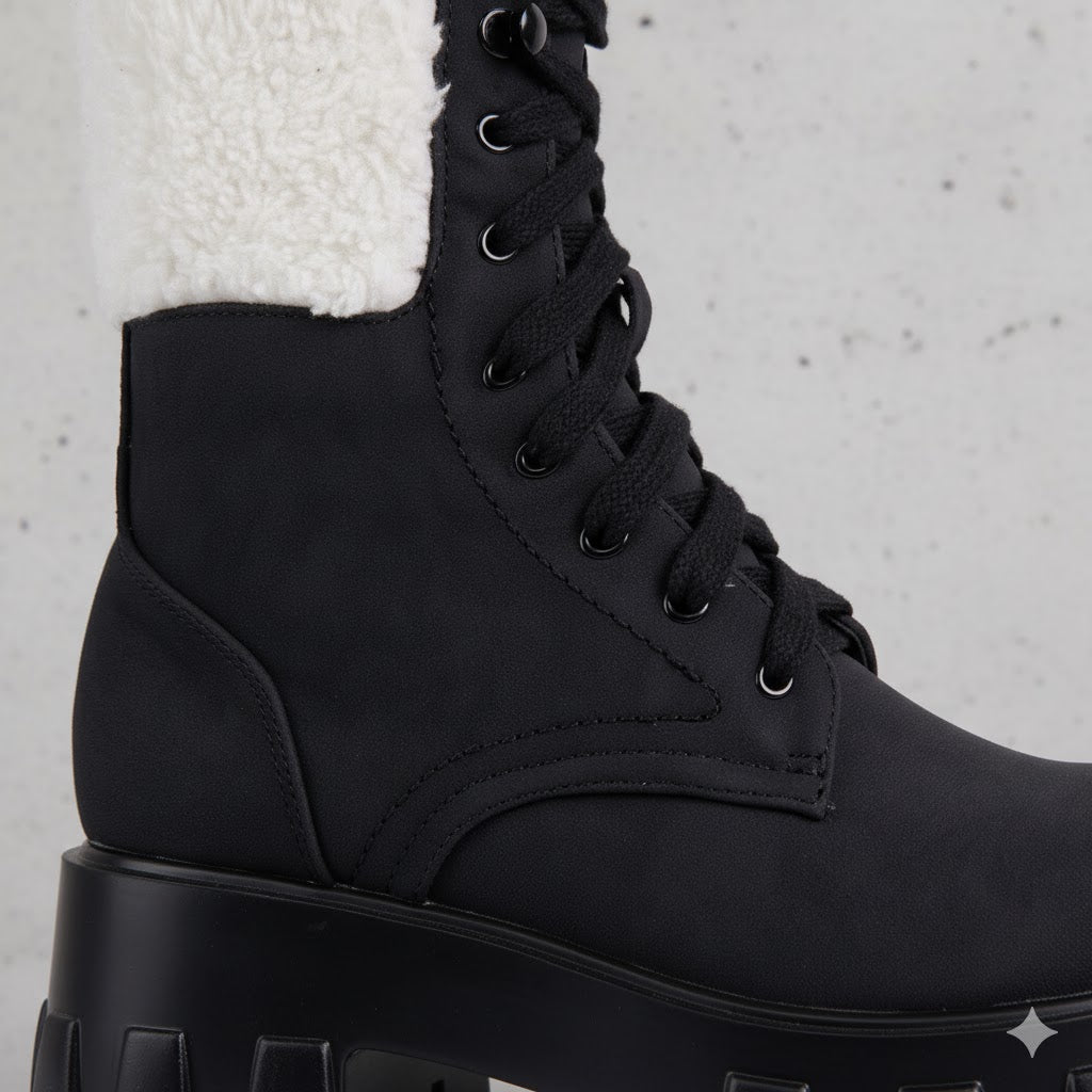 Damen Winter Schnürstiefel mit Fellfutter | Vegan & Rutschfest