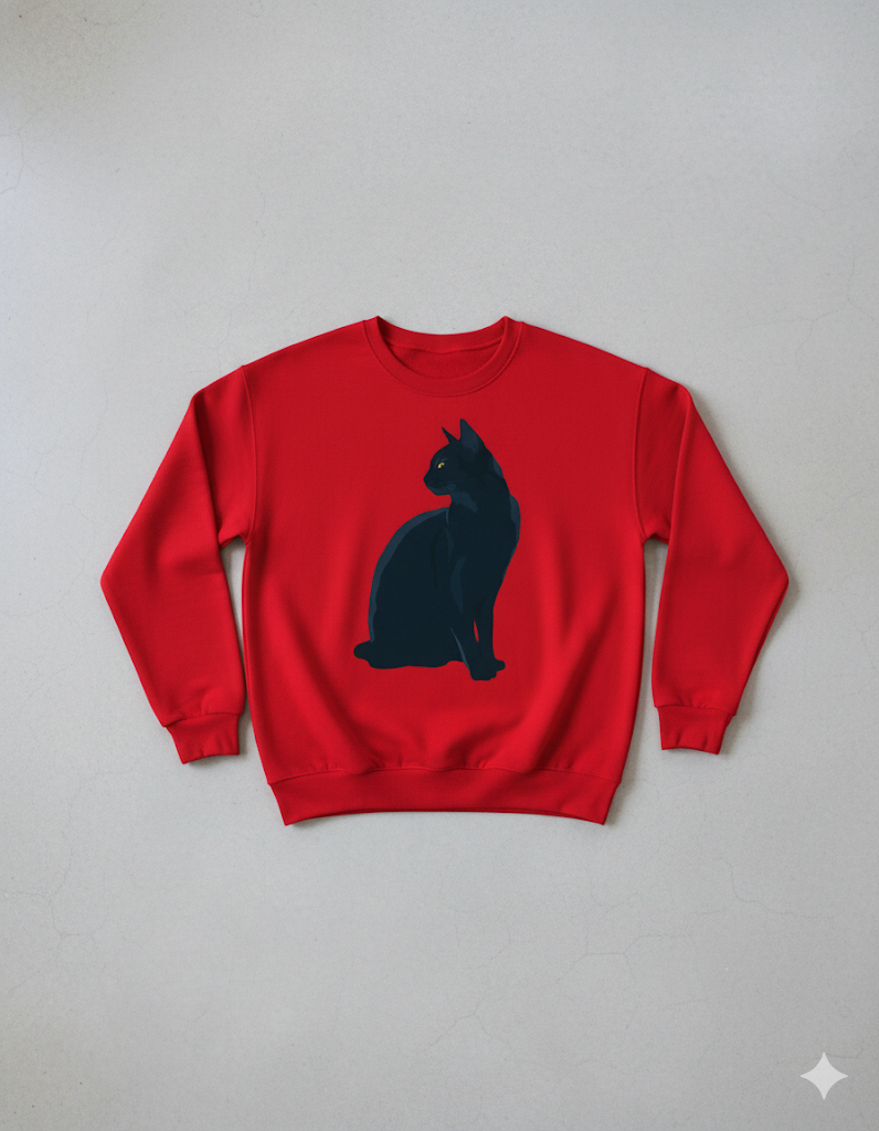 Damenpullover mit Rundhalsausschnitt und Katzenprint | Freizeit