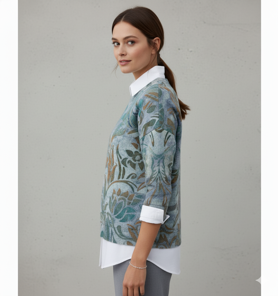 Damen Strickpullover mit Blumenmuster | Locker & Elegant