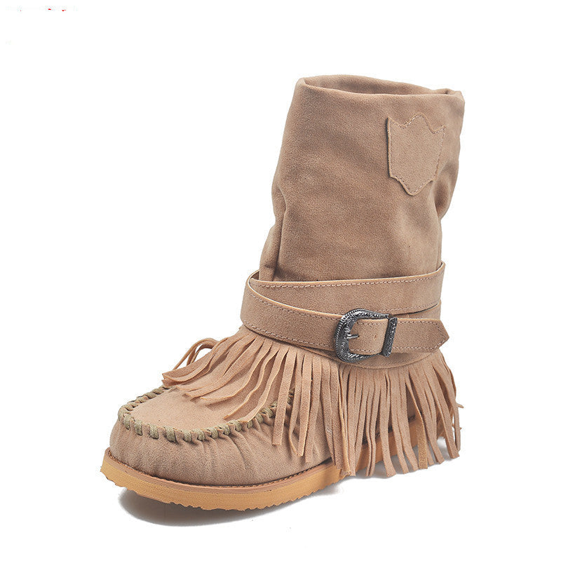 Jessica – Modische Damenstiefel mit Fransen und Schnalle