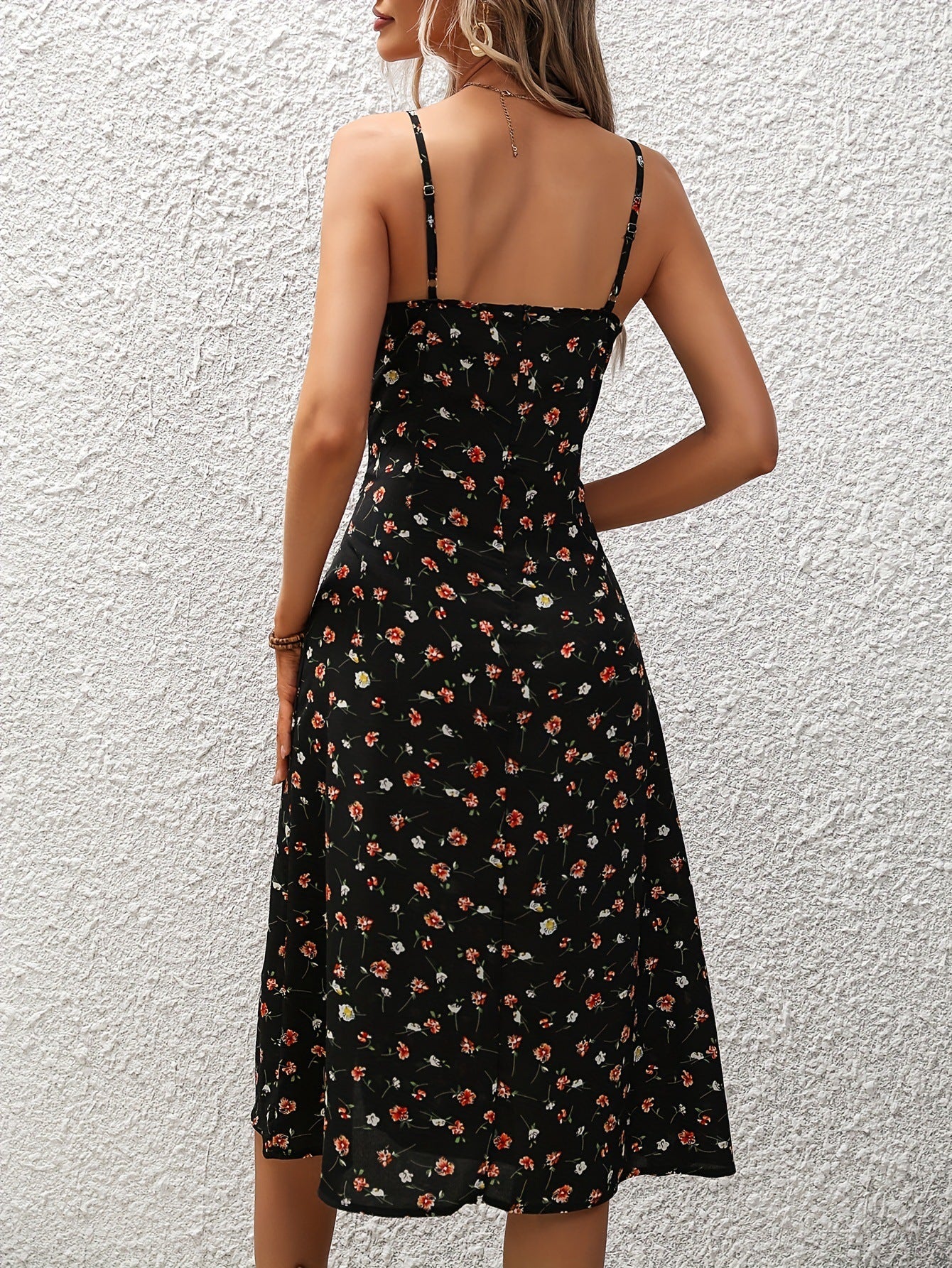 Leanne – Sommerliches Langkleid mit Polka-Dot-Muster und sexy Schlitz
