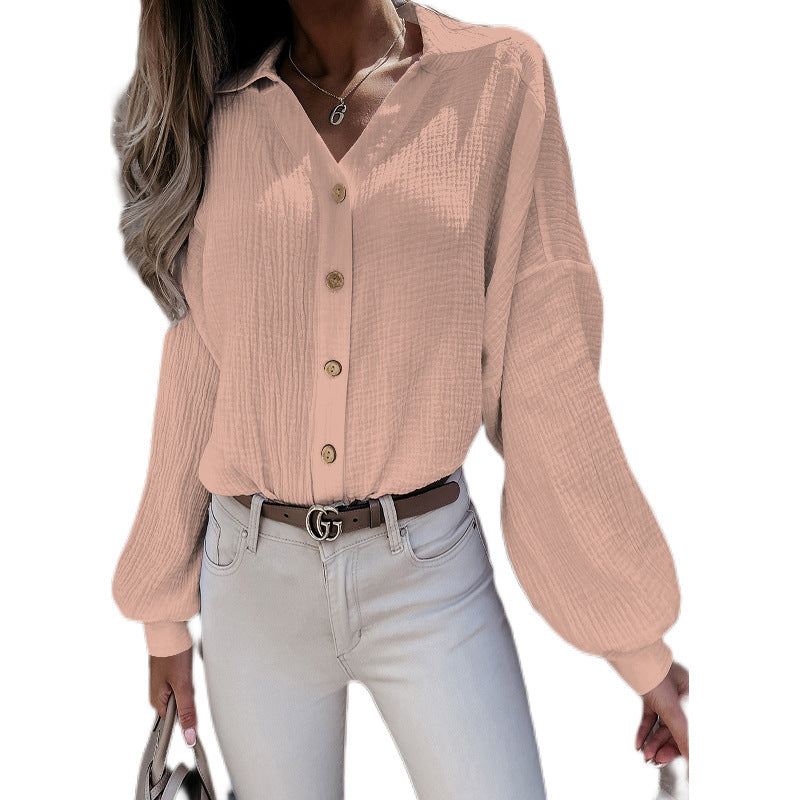 Laura – V-Ausschnitt Laternenärmel Bluse