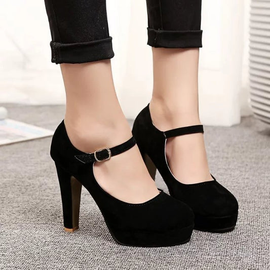 Damen Mary Jane Pumps mit Blockabsatz & Schnalle | Elegant