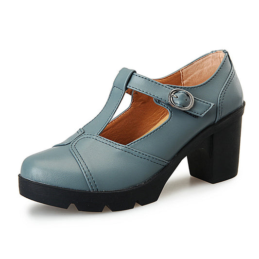 ENGEL Damen T-Steg Pumps – Retro Design mit Blockabsatz, verstellbare Schnalle & rutschfeste Sohle