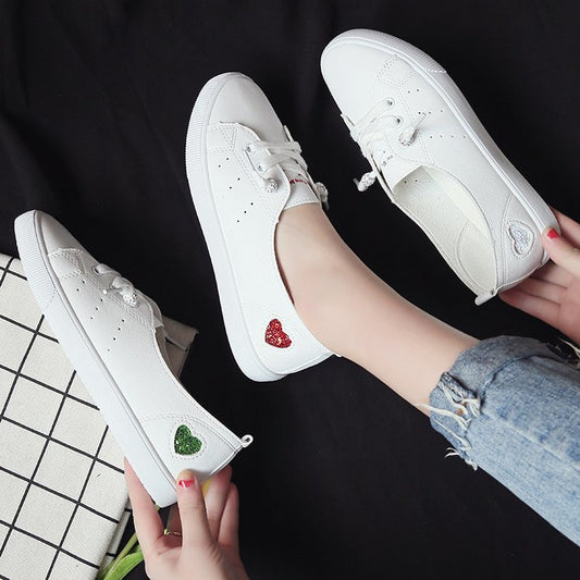 ENGEL Flauschige Damen Sneakers mit Herzmotiv in Weiß