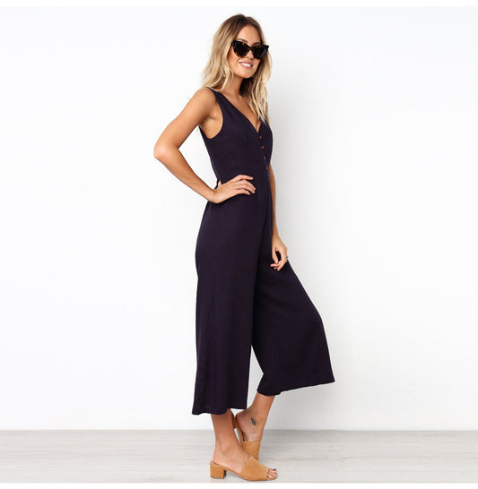 Samantha – Rückenfreier Jumpsuit mit V-Ausschnitt