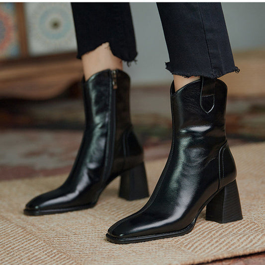Catherine – Damen Stiefeletten mit Hohem Absatz und Eckigem Zeh