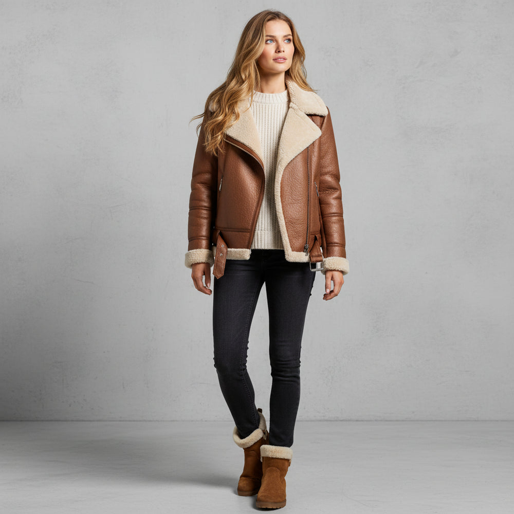 Damen Winterjacke in Lammfelloptik