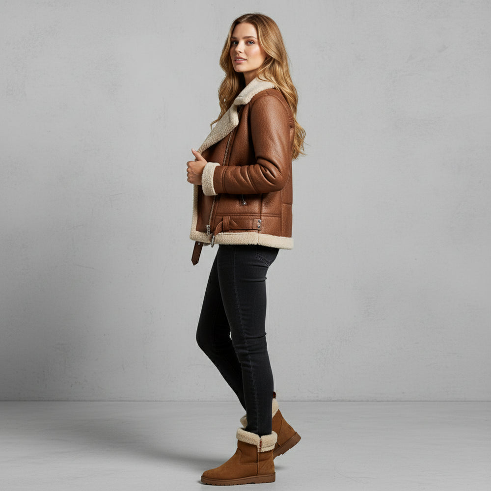 Damen Winterjacke in Lammfelloptik
