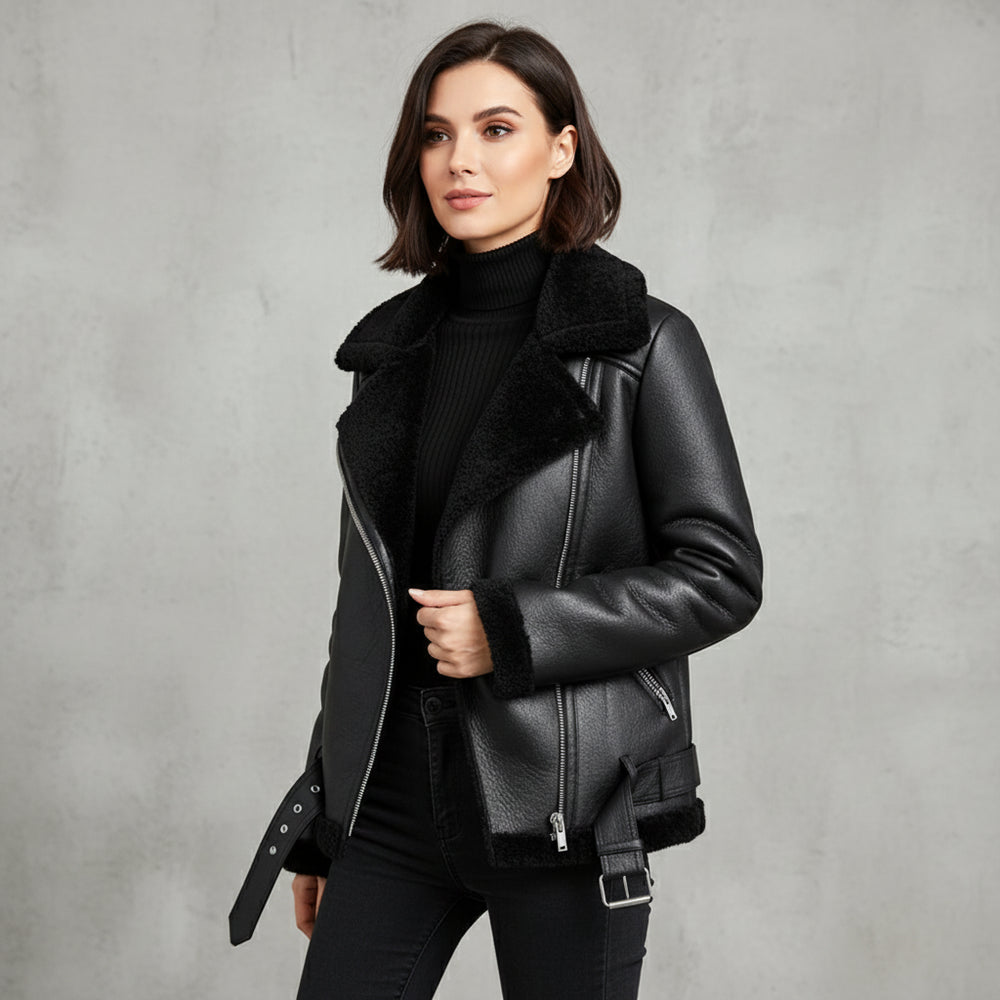 Damen Winterjacke in Lammfelloptik