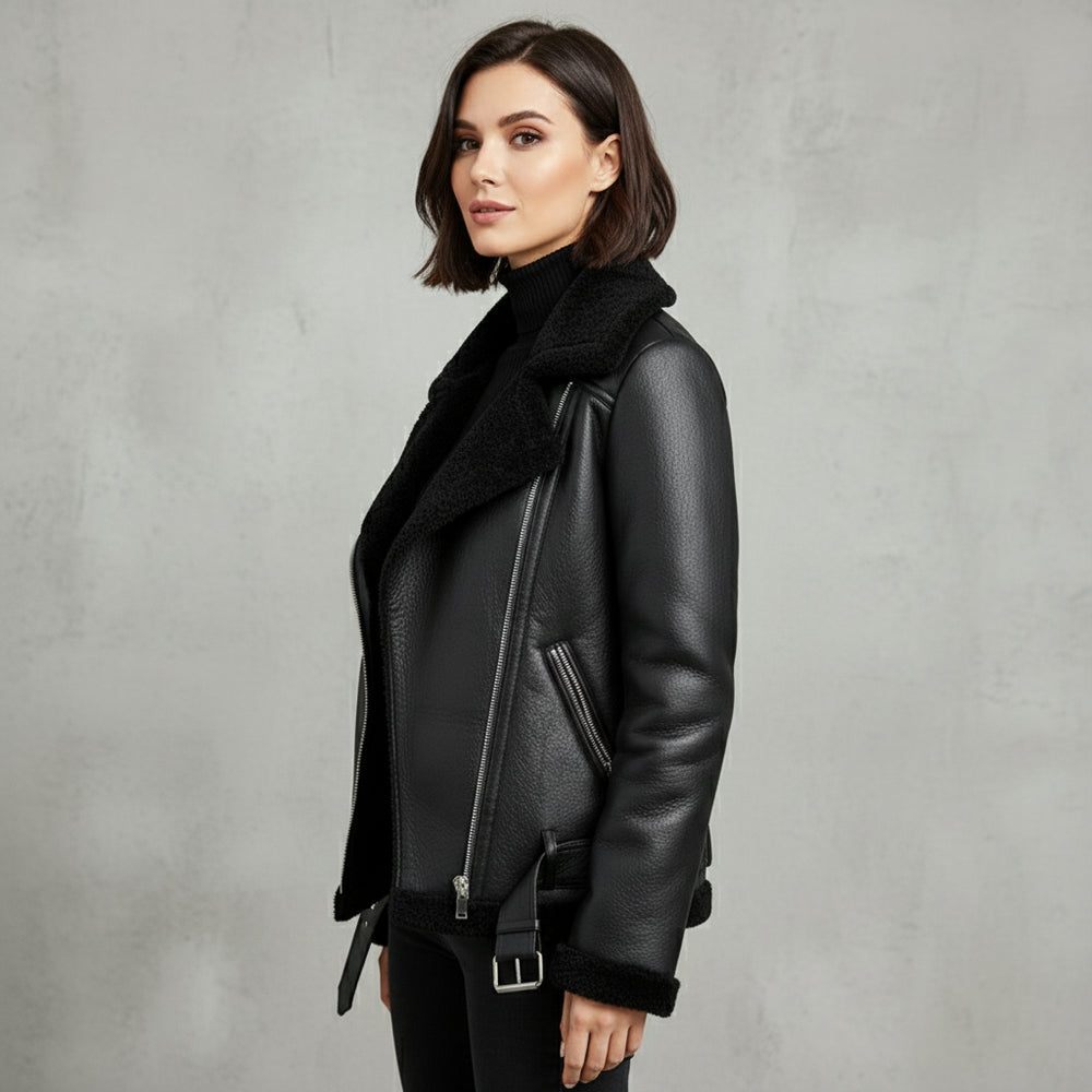 Damen Winterjacke in Lammfelloptik