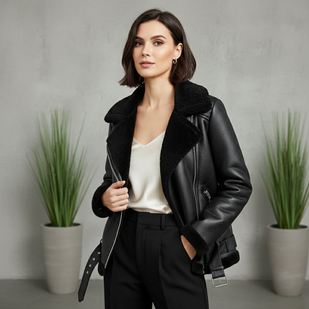 Damen Winterjacke in Lammfelloptik