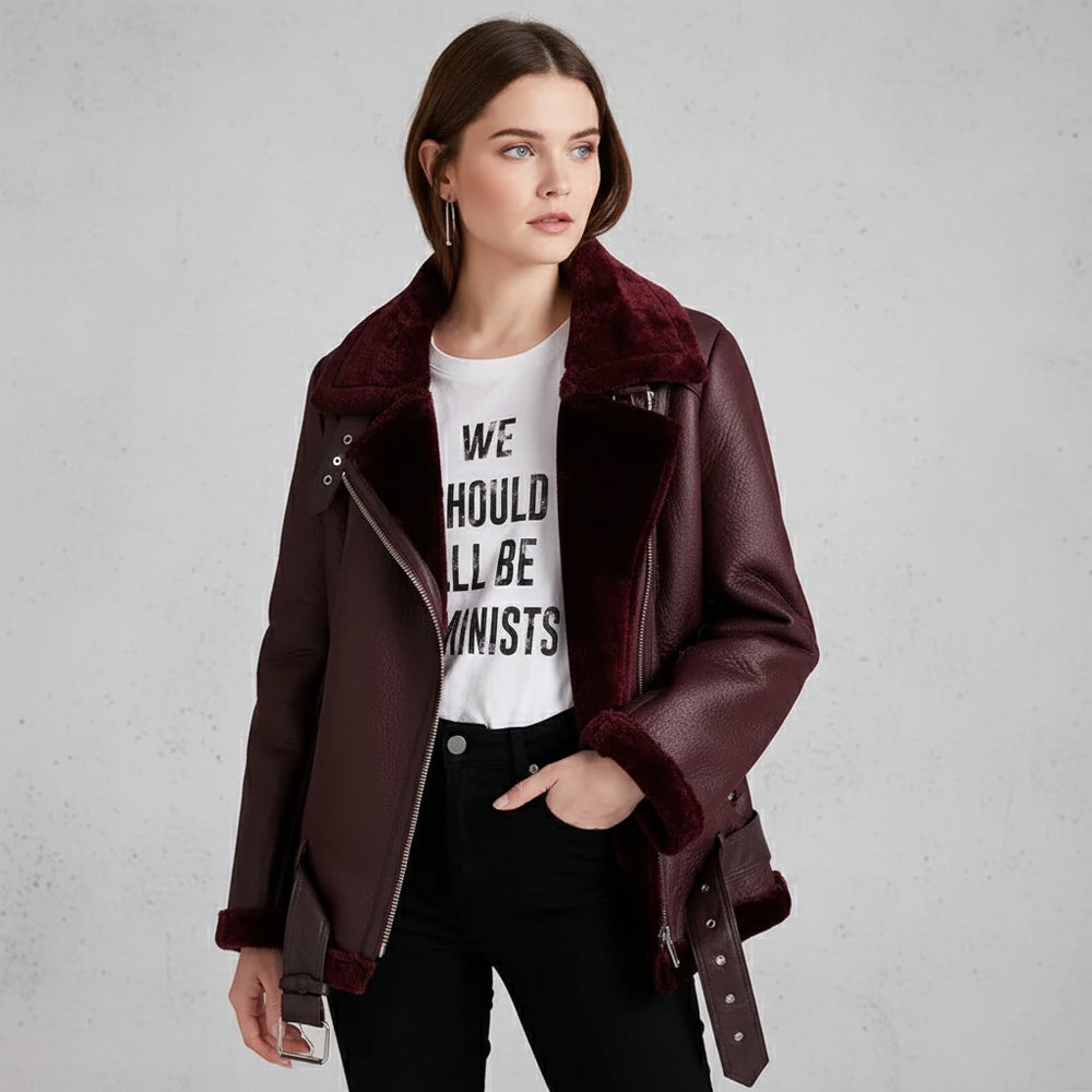 Damen Winterjacke in Lammfelloptik