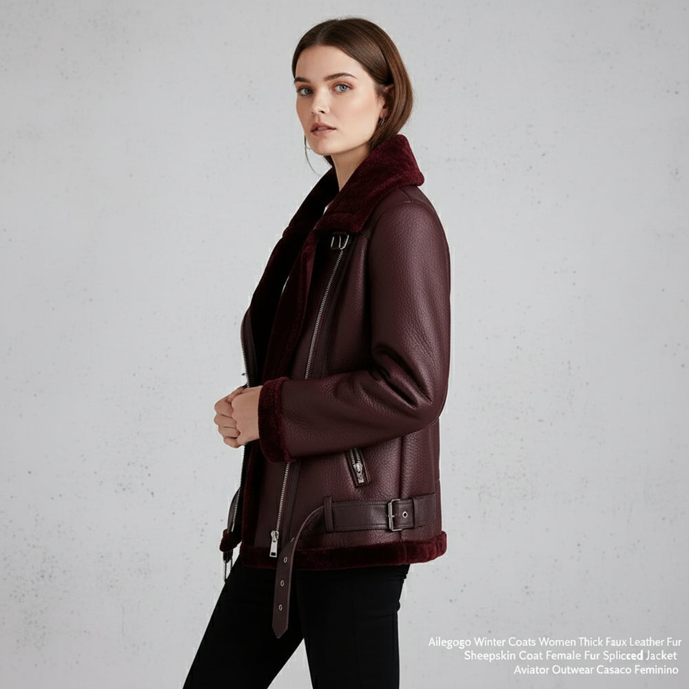 Damen Winterjacke in Lammfelloptik