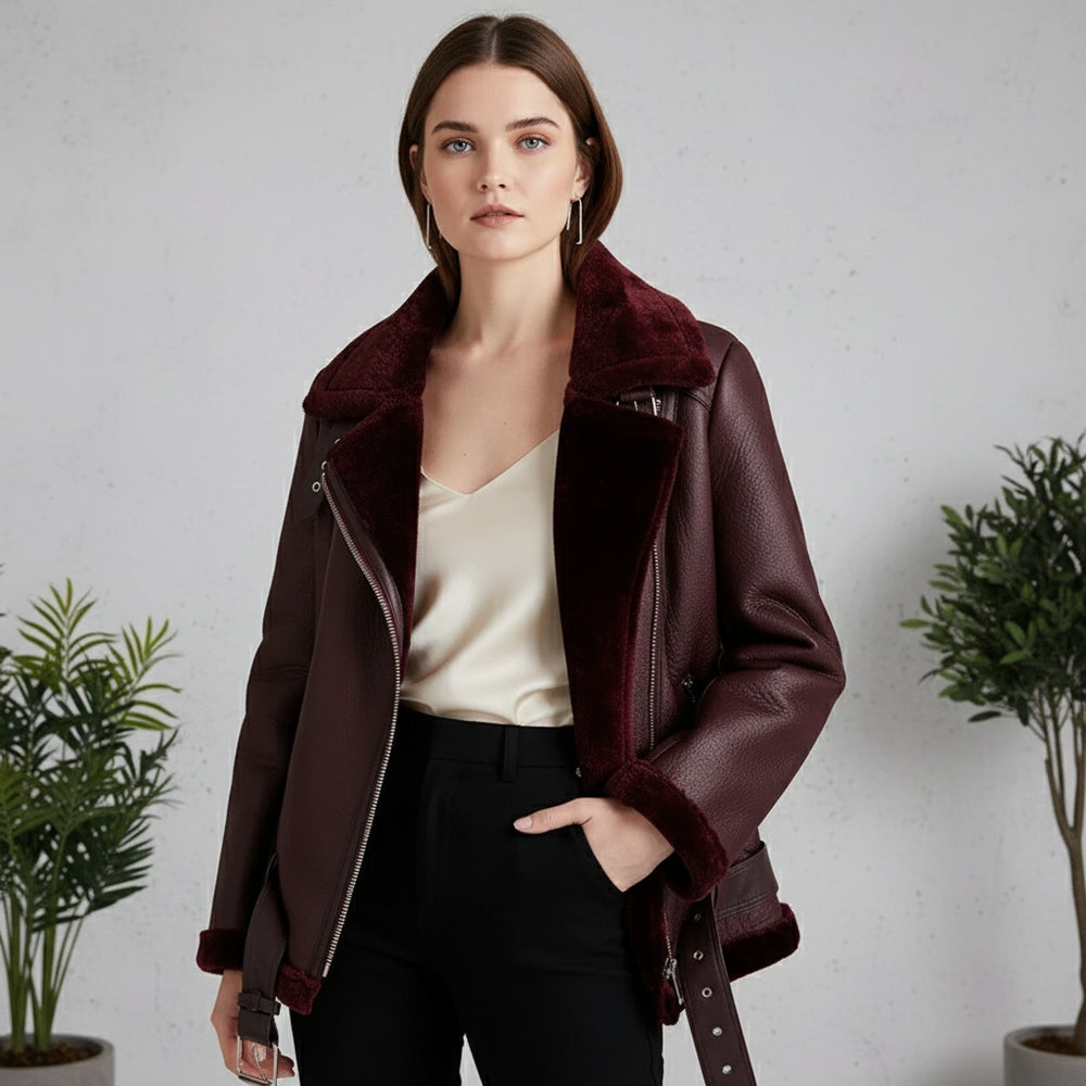 Damen Winterjacke in Lammfelloptik