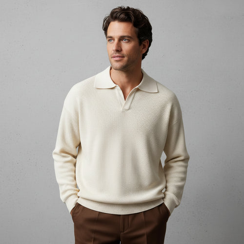 Herren Strickpullover Polokragen