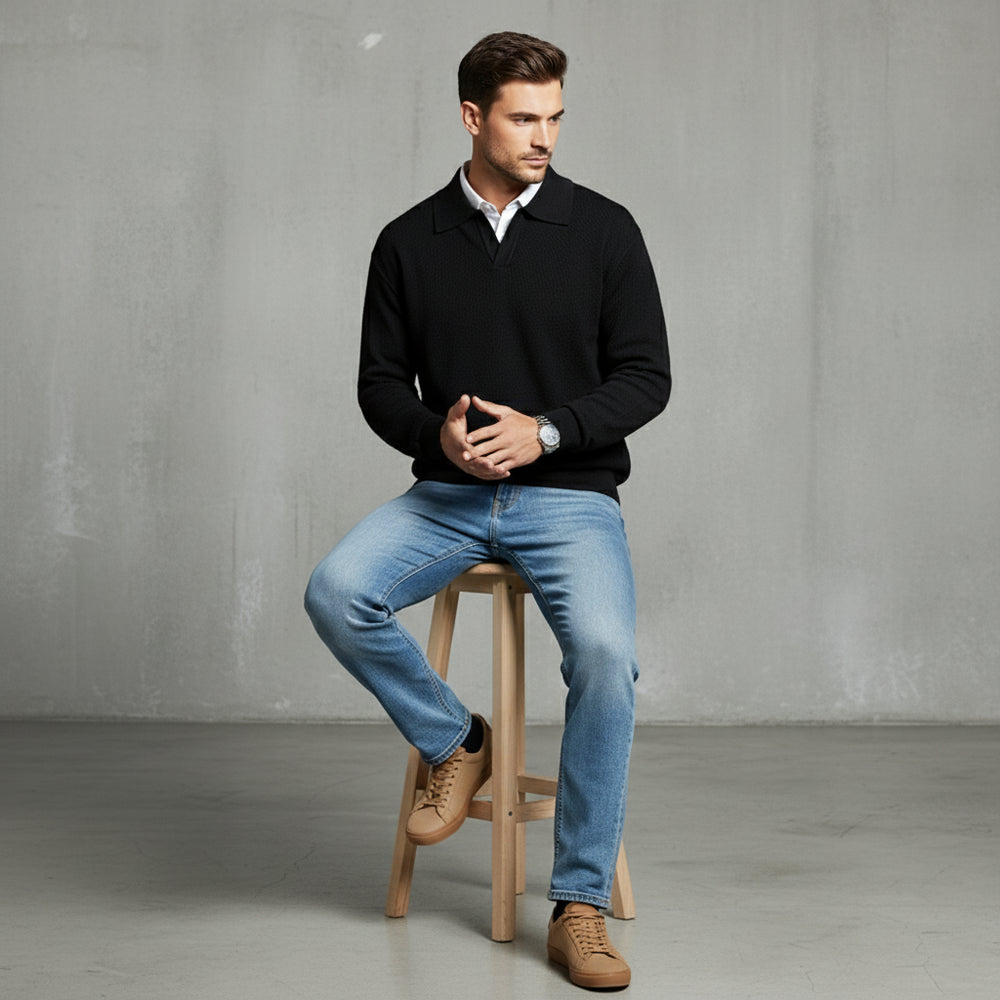 Herren Strickpullover Polokragen