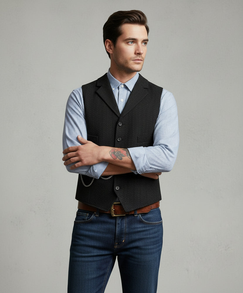 Herren Lederhose Weste