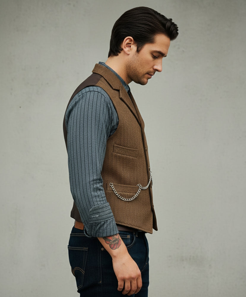 Herren Lederhose Weste