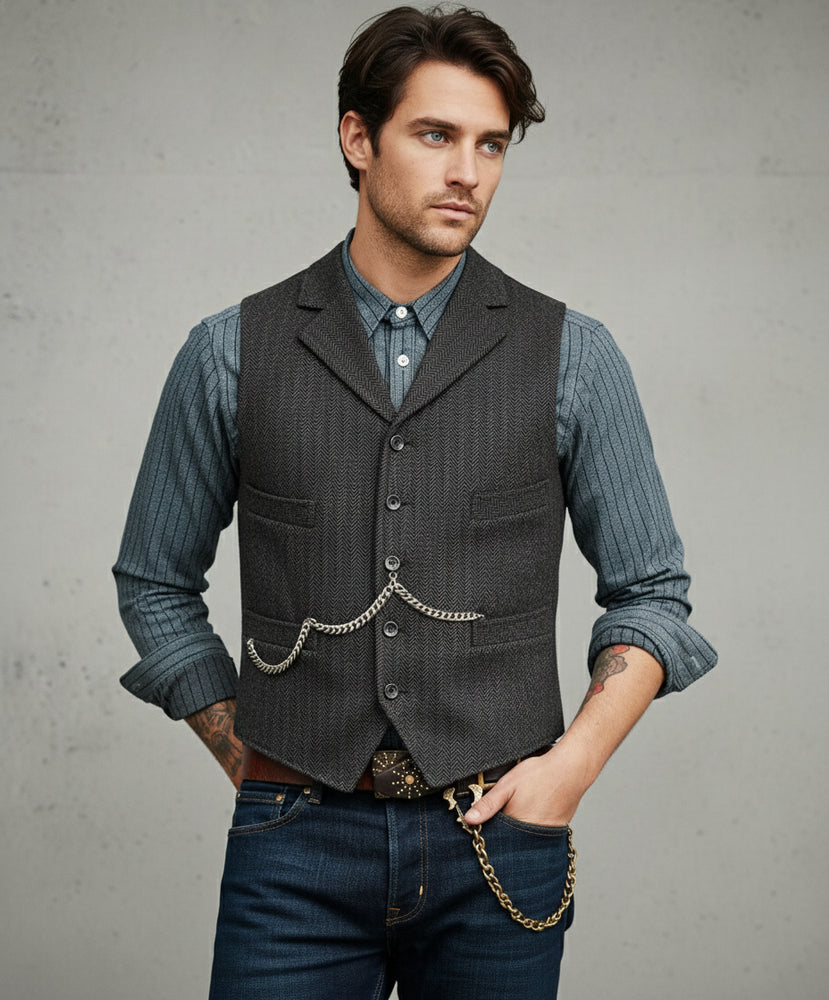 Herren Lederhose Weste