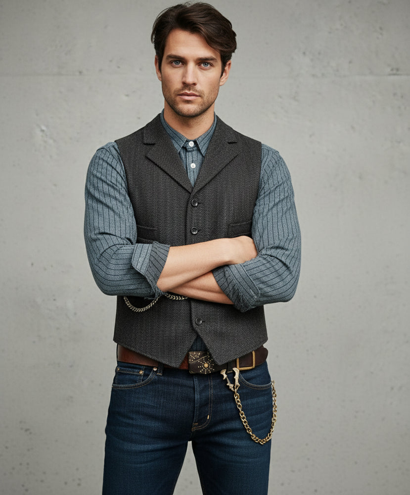 Herren Lederhose Weste