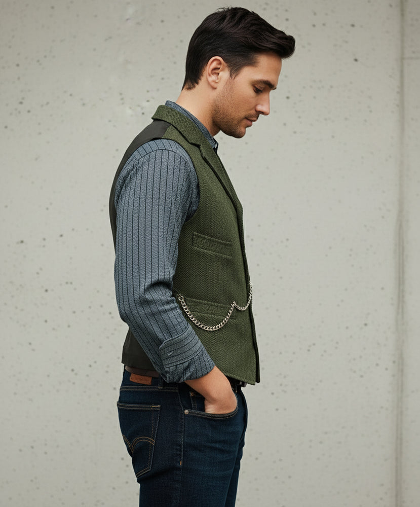 Herren Lederhose Weste