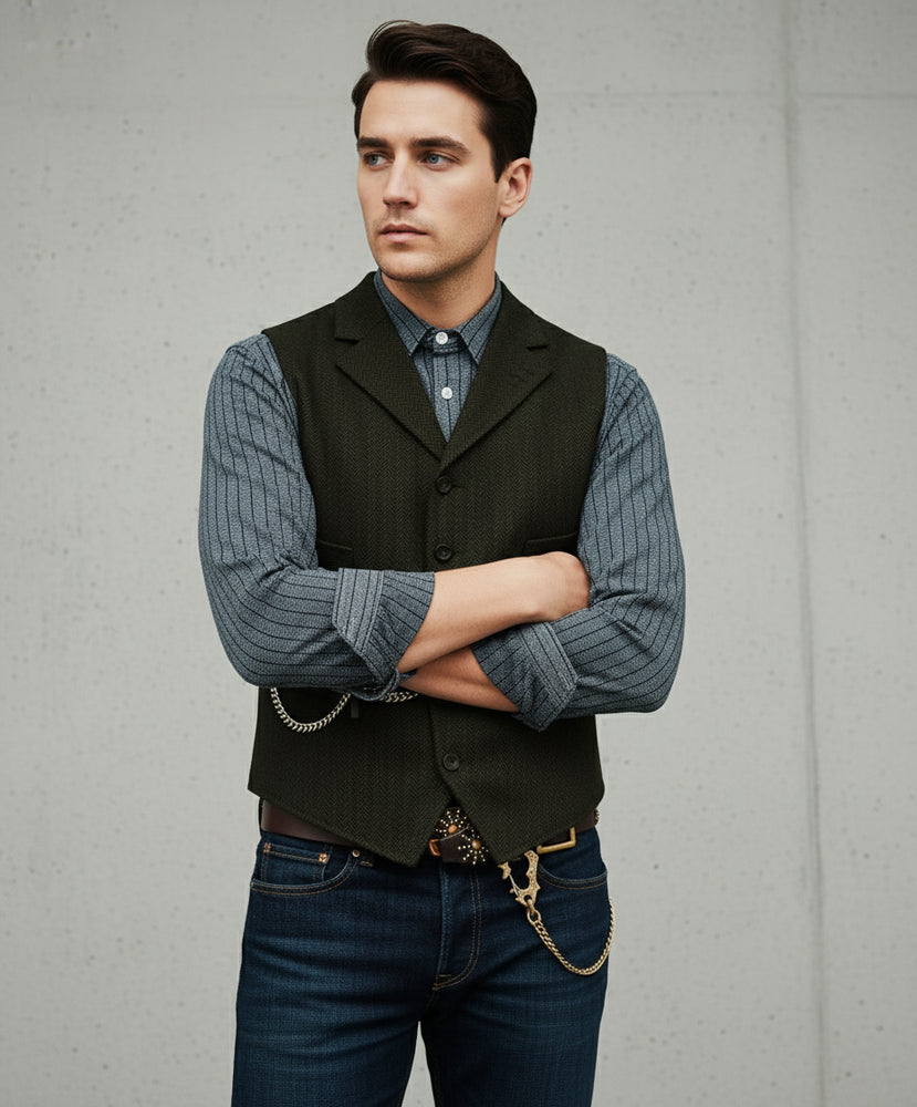 Herren Lederhose Weste