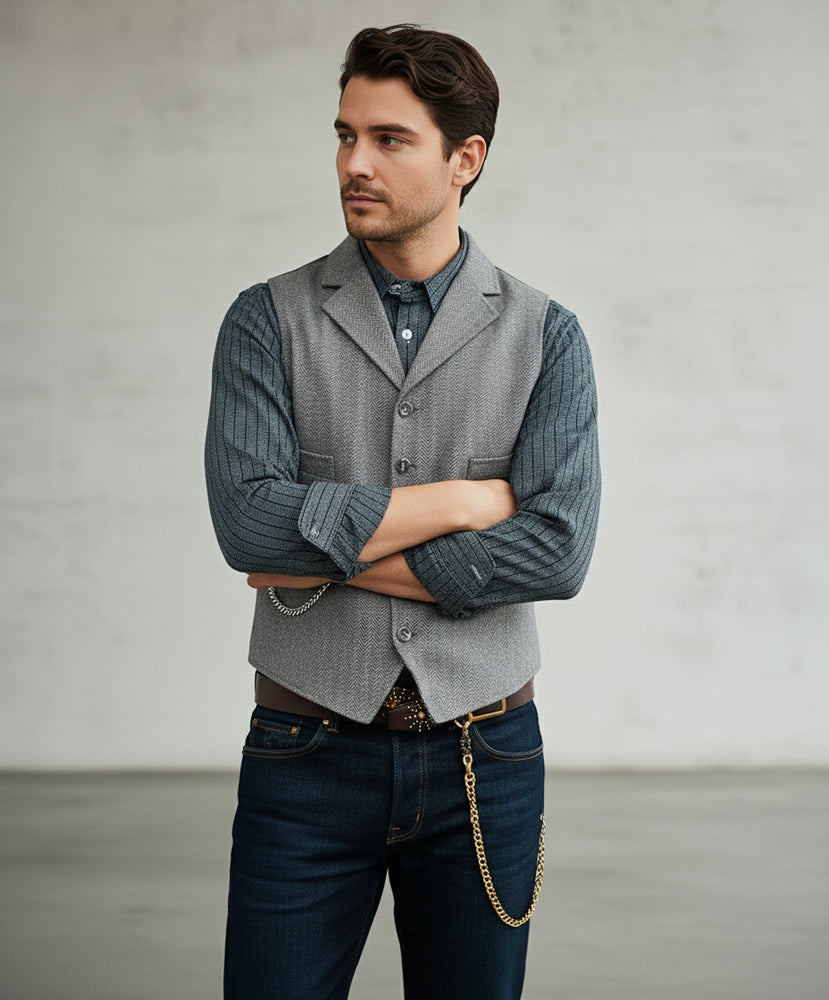 Herren Lederhose Weste